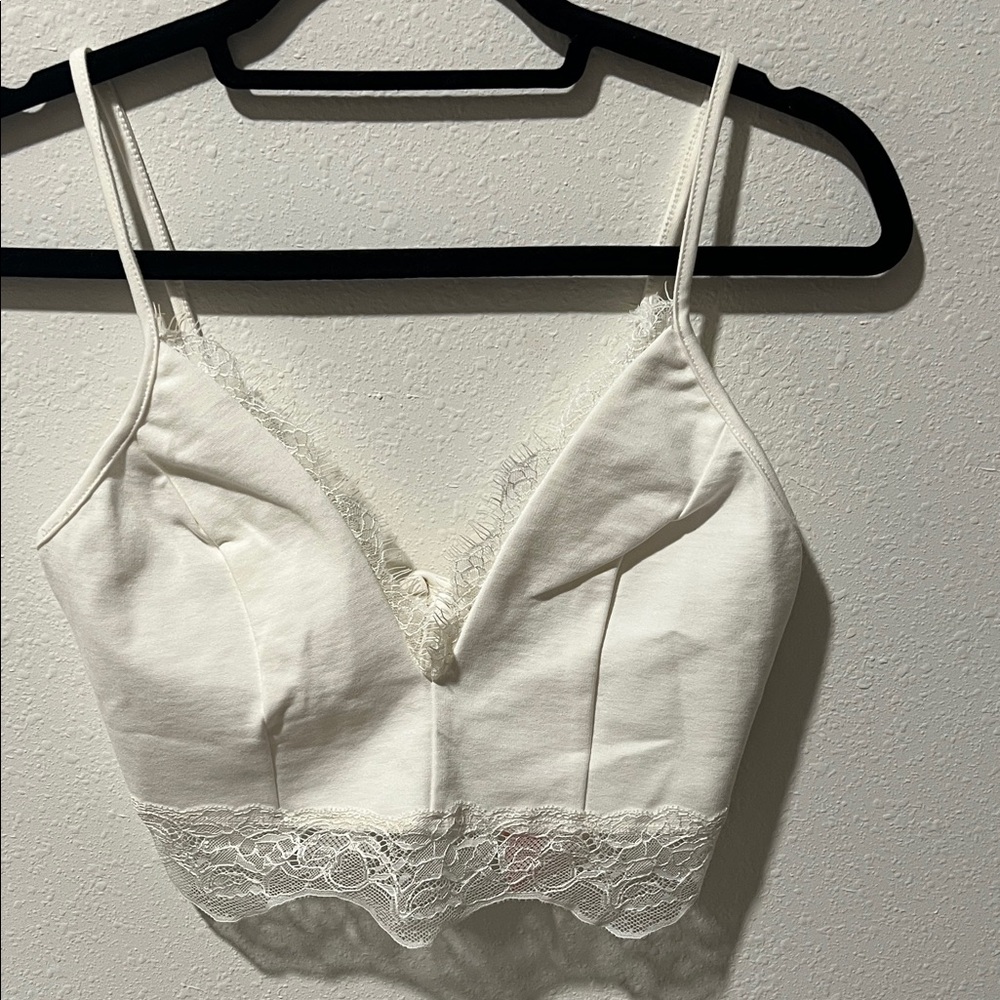 White Lace Trim Cami Top